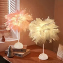 Axyaa Feather Table Lamp: Battery Powered LED Night Light for Bedroom & Wedding Decor