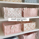 Axyaa Quilted Square Storage Basket: Cute Korean Organizer for Home Decoration