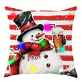 Axyaa Christmas Snowman LED Light Pillowcase - Red Striped Design