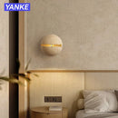 Axyaa Yellow Travertine Stone Wall Lamp - Japanese Bedroom Lighting