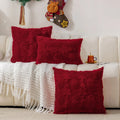 Axyaa Snowflake Tree Pillowcase in Plush Red/Pink/White - 30x50/45x45/50x50cm