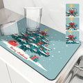 Axyaa Christmas Tree Absorbent Drying Mat - Quick Dry, Antiskid Tableware Mat