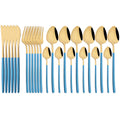 Gold Stainless Steel Cutlery Set by Axyaa - 24Pcs Western Tableware Flatware