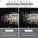 Axyaa Silver Crystal Chandelier: Elegant Rectangular Ceiling Fixture for Living Room & Restaurant.