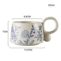 Axyaa 12oz Blue and White Ceramic Coffee Mug - Handmade Stoneware Cup