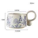 Axyaa 12oz Blue and White Ceramic Coffee Mug - Handmade Stoneware Cup