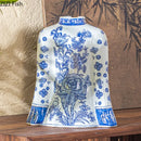 Axyaa Blue & White Porcelain Cheongsam Ceramic Vase for Desk Decoration