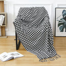 Axyaa Houndstooth Decor Throw Blanket Soft Sofa Scarf, Modern Bed Flag Tassel