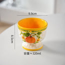 Axyaa Ceramic High-Footed Breakfast Bowl with Lid & Snack Plate