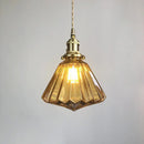 Axyaa Brass Pumpkin Design Glass Pendant Light Fixture with LED for Bedroom
