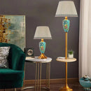 Retro Floral Ceramic Floor Lamp Tray Design Nordic Style LED Light by Axyaa