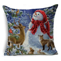 Axyaa Christmas Santa Snowman Pillowcase - Linen Cushion Cover 18*18 inch