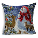 Axyaa Christmas Santa Snowman Pillowcase - Linen Cushion Cover 18*18 inch
