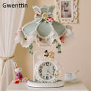 Axyaa Modern Princess Table Lamp with Clock for Children Bedroom Home Decor