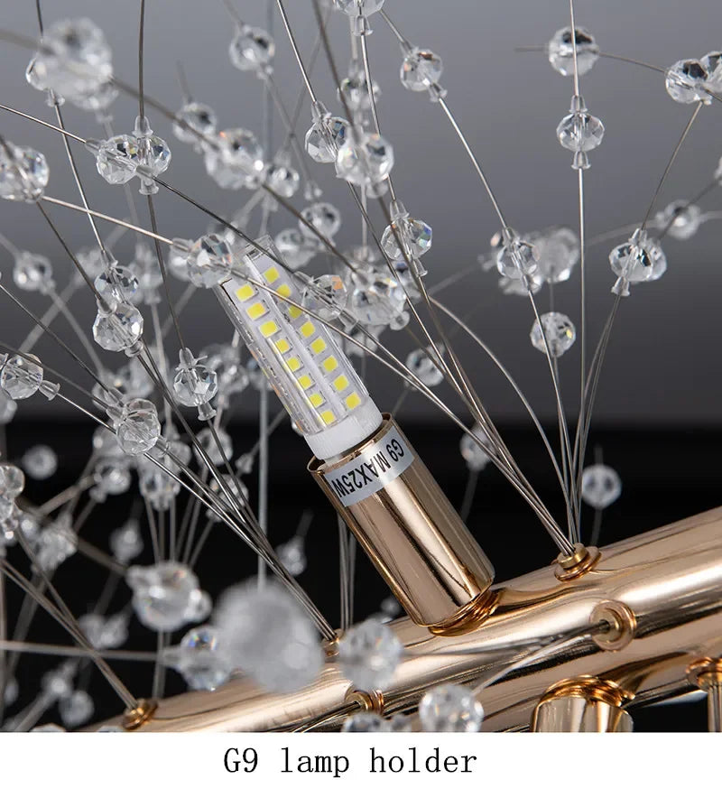 Axyaa Dandelion Crystal Chandelier: Modern LED Lighting for Living Room Dining