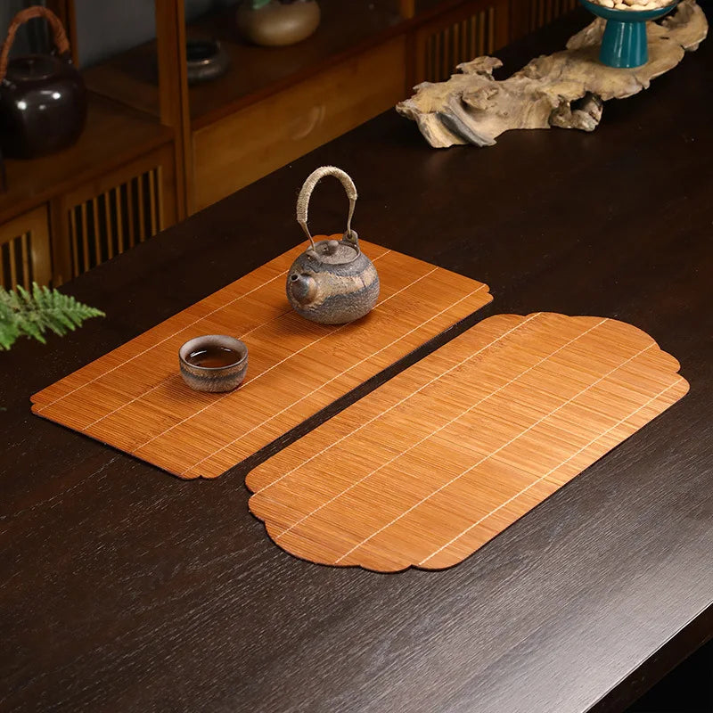 Axya Bamboo Silk Tea Mat - Handmade Chinese Craft Tea Ceremony Accessory