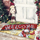 Axyaa Christmas Welcome Mat with Santa Snowman Car Print