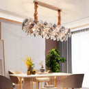 Axyaa Mid Century Square Crystal Chandelier LED Pendant Lamp for Home Décoration