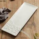Axyaa Stone Pattern Long Strip Ceramic Sushi Plate Set