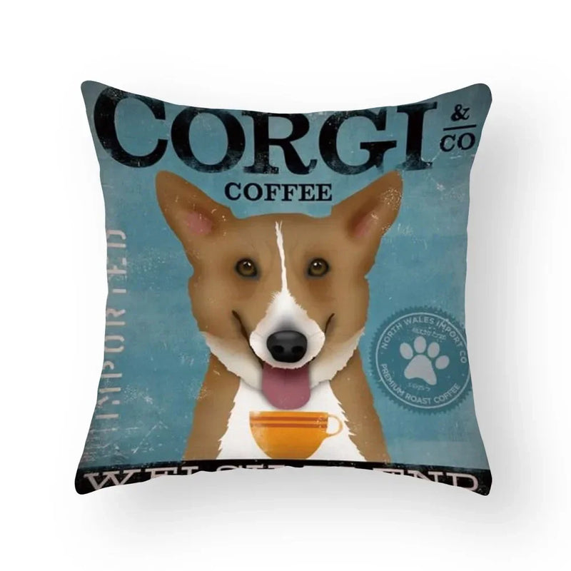 Funny Cartoon Cat & Dog Pillow Covers by Axyaa: Luxury Sofa Bed Decor Pillowcase