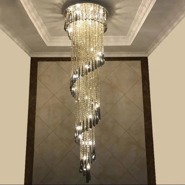 Axyaa Smoky Gray Crystal Chandelier Luxury Lighting Fixture