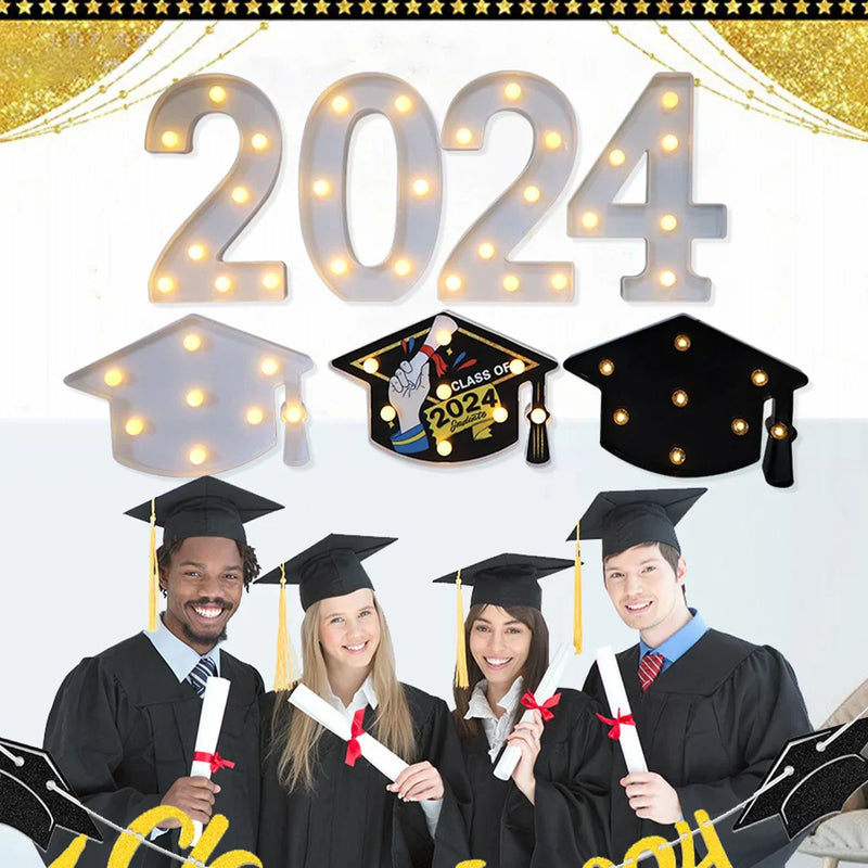 Axya LED Grad 2024 with Bachelor Cap - Class of 2024 Graduation Decorations