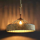 Axyaa Vintage Hemp Rope Iron Cage Chandelier Pendant Lamp