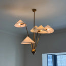 Axyaa Retro Gold Fabric LED Pendant Chandeliers