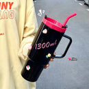 Axyaa 1300ml Tumbler Cup with Handle, Lid, Straw - Big Plastic Travel Drink Bottle