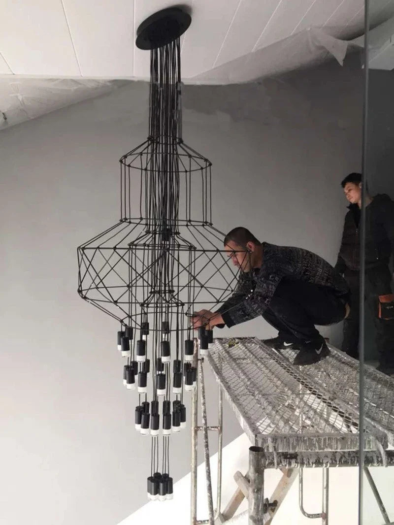 Axyaa Wireflow Pendant Light: Modern Chandelier for Kitchen Living Room Dining Hall Loft