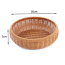 Axyaa Boho Rattan Storage Tray: Woven PP Wicker Basket Snack Plate for Coffee Shop
