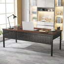 Axyaa 2-Piece Executive Office Desk & Lateral File Cabinet Combo, Business L-Shaped Computer Desk