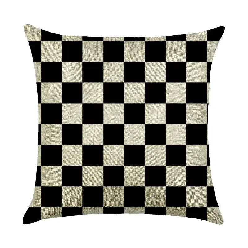 Axyaa Abstract Geometry Linen Pillowcase 45*45cm Square Home Sofa Decor Cover