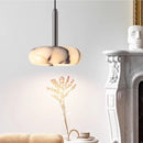 Axyaa Iron Bulgari Stone LED Pendant Light Fixture - Modern Bedroom Coffee Hanging Lamp