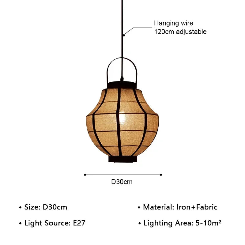 Axyaa Retro Cloth Chandeliers: Japan Fabric Pendant Lights for Home Decor
