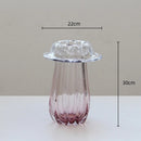 Axyaa Pink Glass Vase Wave Edge Storage Tray Terrarium Hydroponics Home Decor