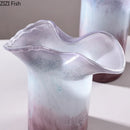Axyaa Lotus Leaf Edge Glass Vase for Table Decoration and Floral Arrangement