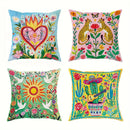 Colorful Floral & Animal Pattern Pillow Covers by Axyaa - Sofa Bedroom Car Pillow Cover