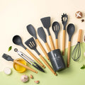 Axyaa Silicone Kitchen Utensils Set - Non-Stick Heat Resistant Tongs, Spatula, Spoon, Oil Brush