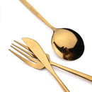 Axyaa 16-Piece Stainless Steel Black Gold Cutlery Set Silverware Dinnerware Flatware