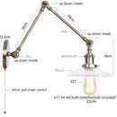Axyaa Industrial Swing Arm LED Lamp with Pull Chain Switch