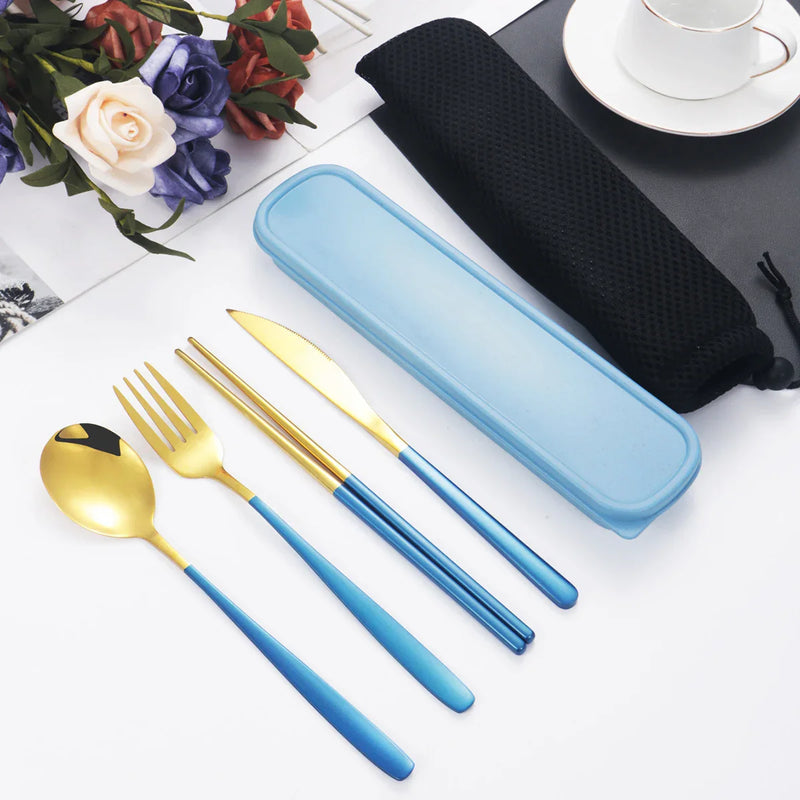 Axyaa Stainless Steel Tableware Set for Students on the Go