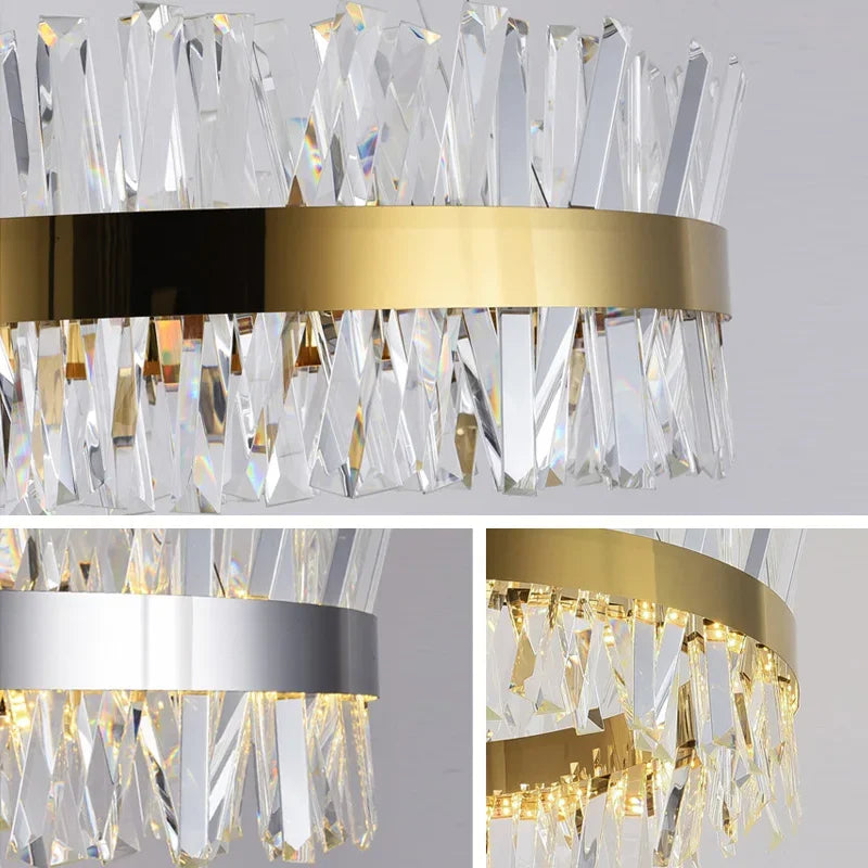 Axyaa Nordic Luxury Crystal Ceiling Chandelier LED Pendant Light