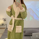 Axyaa Women's Plush Velvet Bathrobe | Warm Winter Dressing Gown & Pajamas