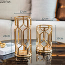 Axyaa Modern Golden Metal Rack Glass Vase for Stylish Flower Arrangement