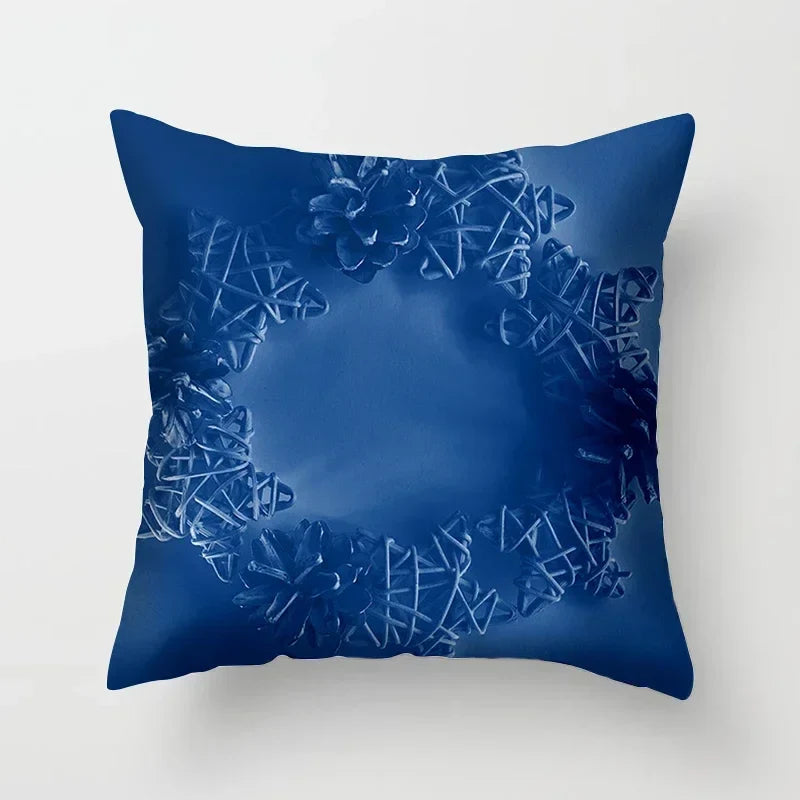 Blue Pattern Cushion Cover 45*45cm Pillowcase for Bedroom Sofa Home Decor by Axyaa