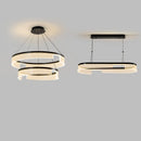 Axyaa Modern LED Circle Ring Chandelier, Black Metal Acrylic Shade, Home Decor Lighting