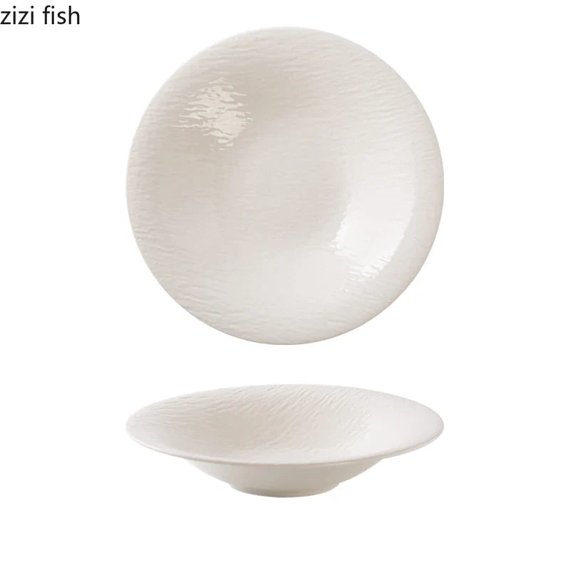Axya Round Ceramic Plate Set for Pasta Steak Salad Soup Basins Restaurant Dinnerware