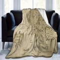 Axyaa Middle Earth Map Fleece Blanket - Lightweight, Soft, All-Season Home Decor
