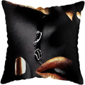 Axyaa Black Gold African Lady Woman Art Deco Pillowcase